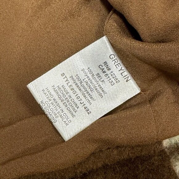 Anthropologie Greylin Sz S Jacket Dasia Plaid Swing Coat Brown Cream Boho Cozy - Picture 6 of 7